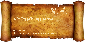 Mátyásy Anna névjegykártya